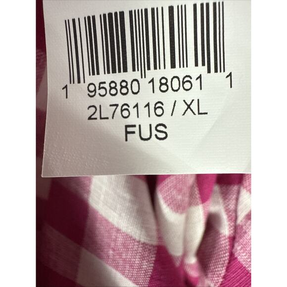 Karen Kane Size XL Linen Pink & White Check Button-Up Rope Belt Shirt Dress - Picture 9 of 11